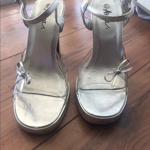 Vintage 90’s platform prom heel silver clueless - Picture 3 of 7
